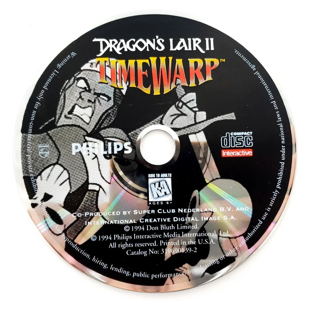 Dragon's Lair II: Time Warp (Philips CD-i, 1994) Complete w/ Slip Cover Tested